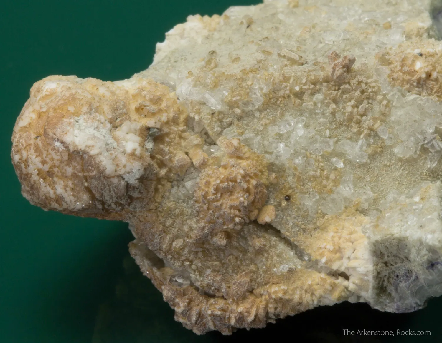 Monteregianite-(Y) (type locality) with Pectolite on Albite - image 3