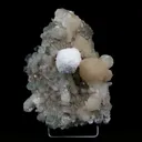 Mordenite Ball on Green Apophyllite with Stilbite Cluster Natural Mineral Specimen - image 1