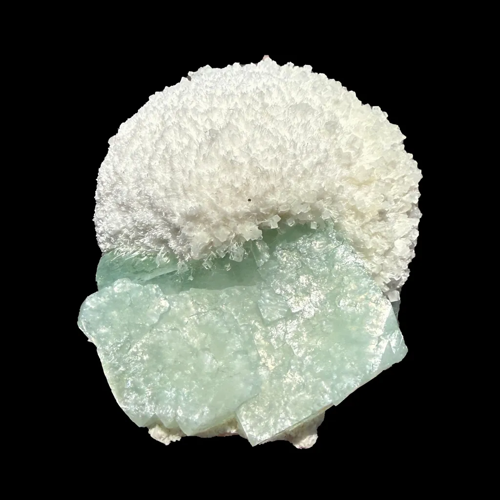 Mordenite on Green Apophyllite – Indian Zeolite Specimen from Ahmednagar - image 5