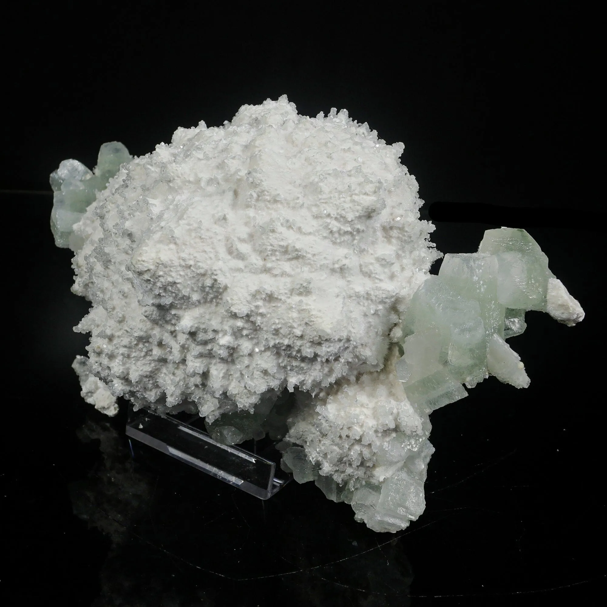 Mordenite with Green Apophyllite – Rare Indian Zeolite Mineral Specimen - image 2