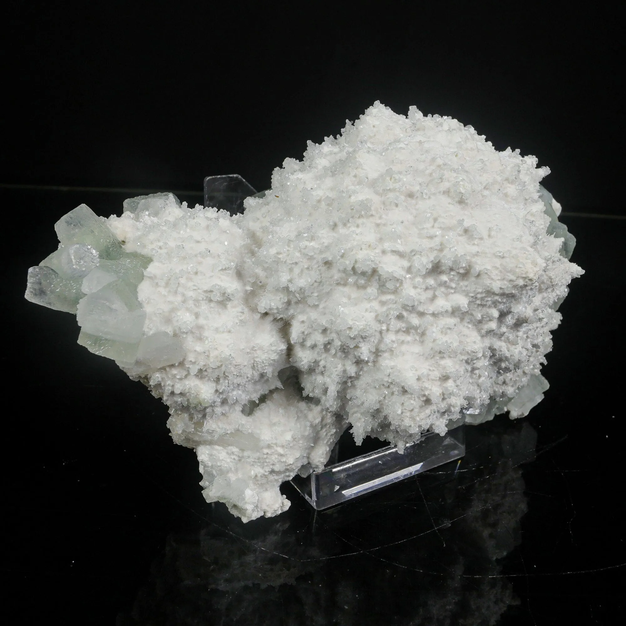 Mordenite with Green Apophyllite – Rare Indian Zeolite Mineral Specimen - image 3