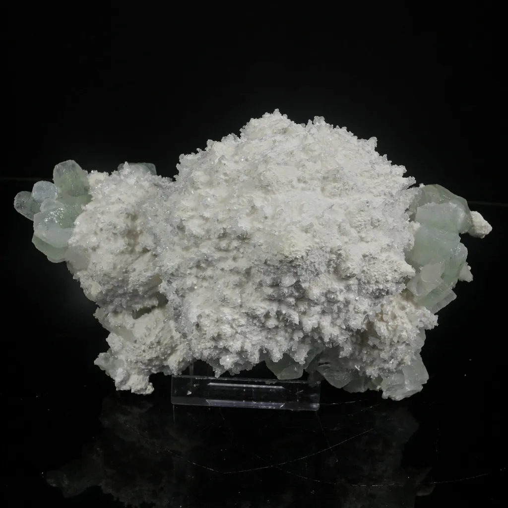 Mordenite with Green Apophyllite – Rare Indian Zeolite Mineral Specimen image