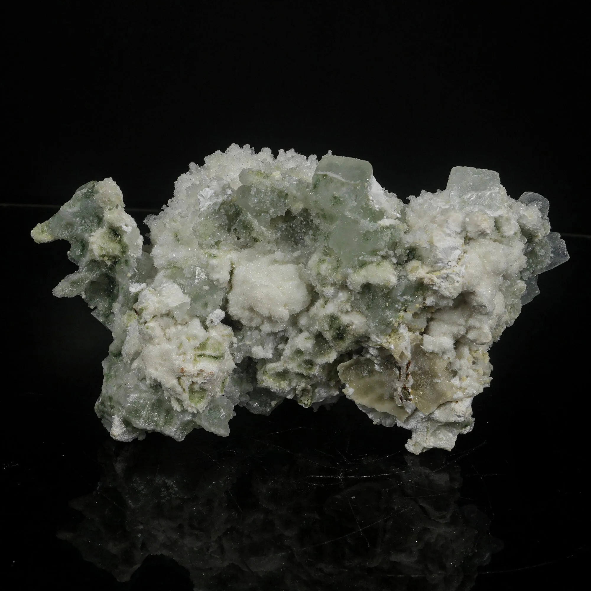 Mordenite with Green Apophyllite – Rare Indian Zeolite Mineral Specimen - image 5