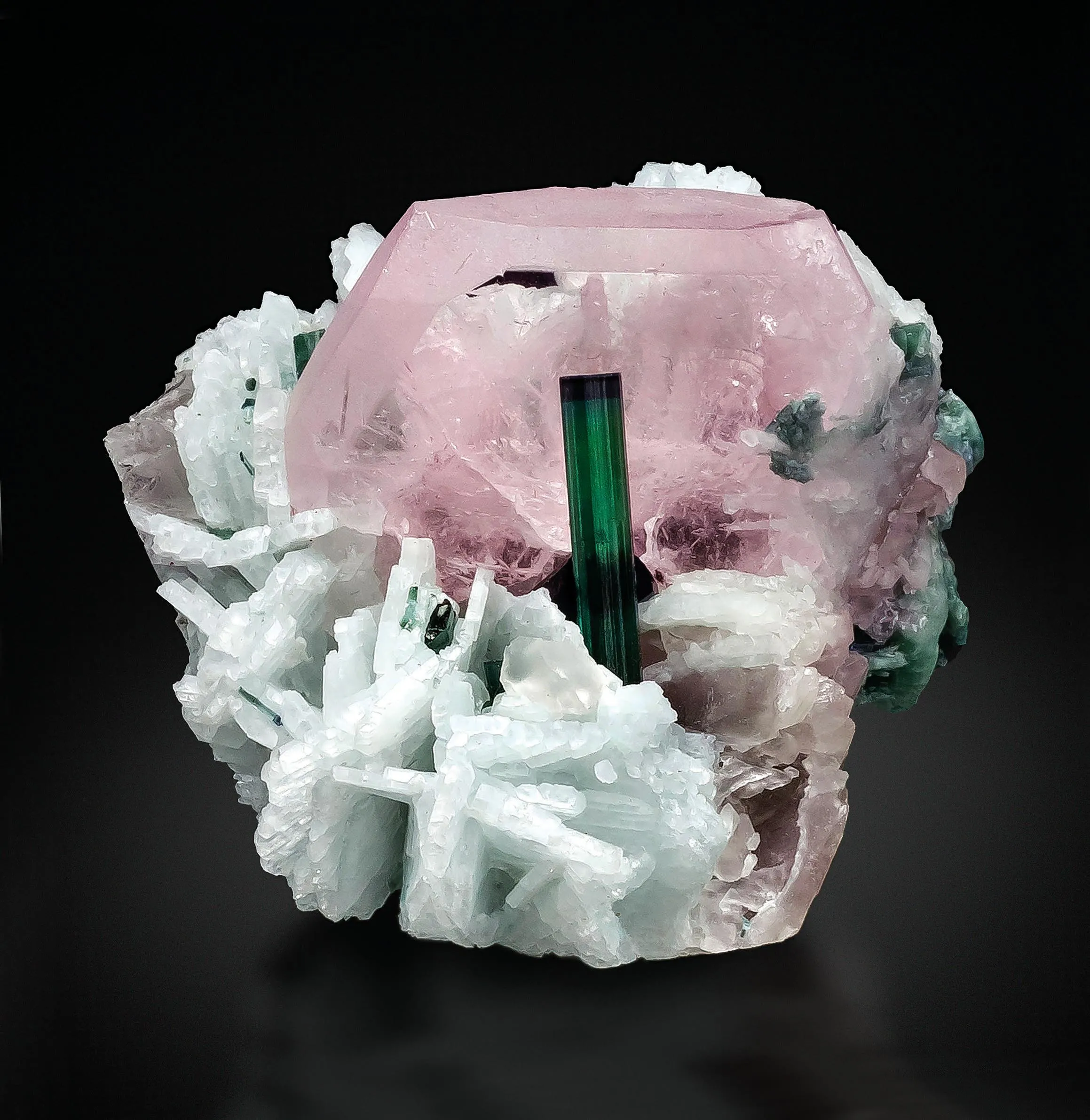 Morganite Beryl, Elbaite, Cleavelandite - image 1