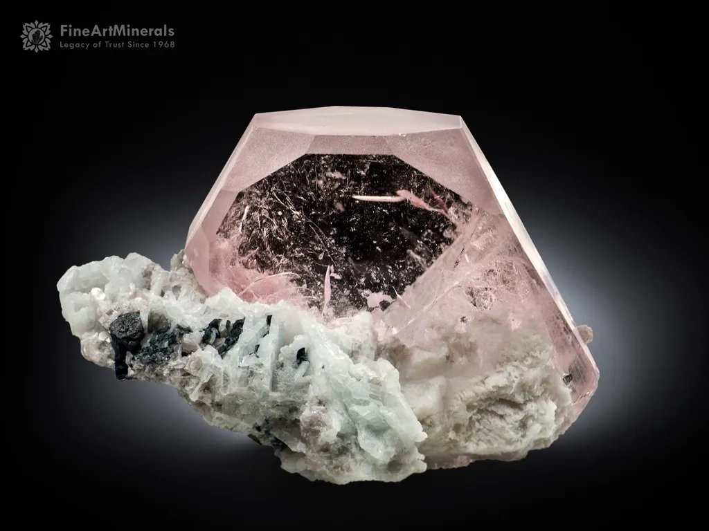 Morganite on Cleavelandite from Kunar Afghanistan image