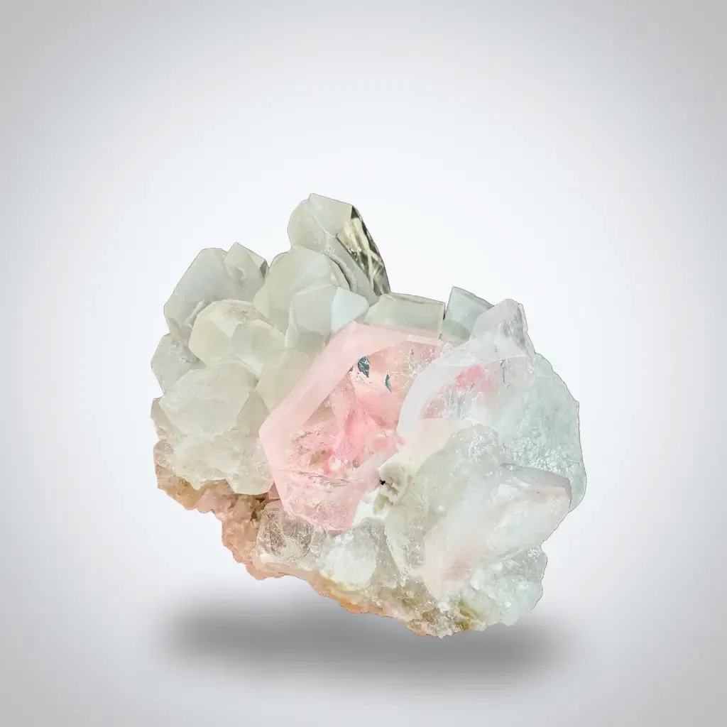 Morganite on Quartz from Afghanistan image
