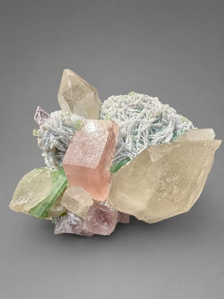Morganite with kunzite with tourmaline with Quartz from Afghanistan image