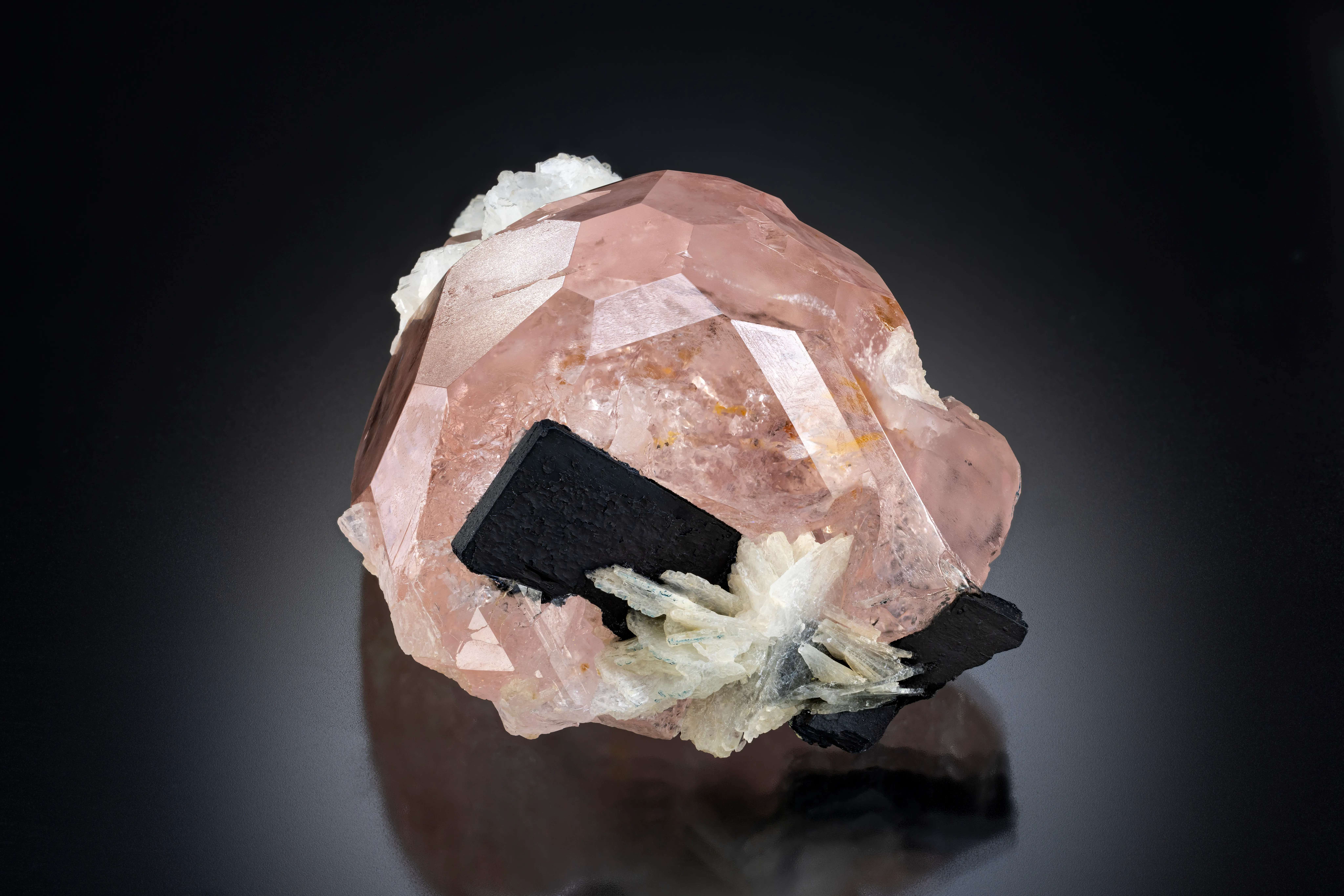Morganite with Tantalite & Cleavelandite - image 1
