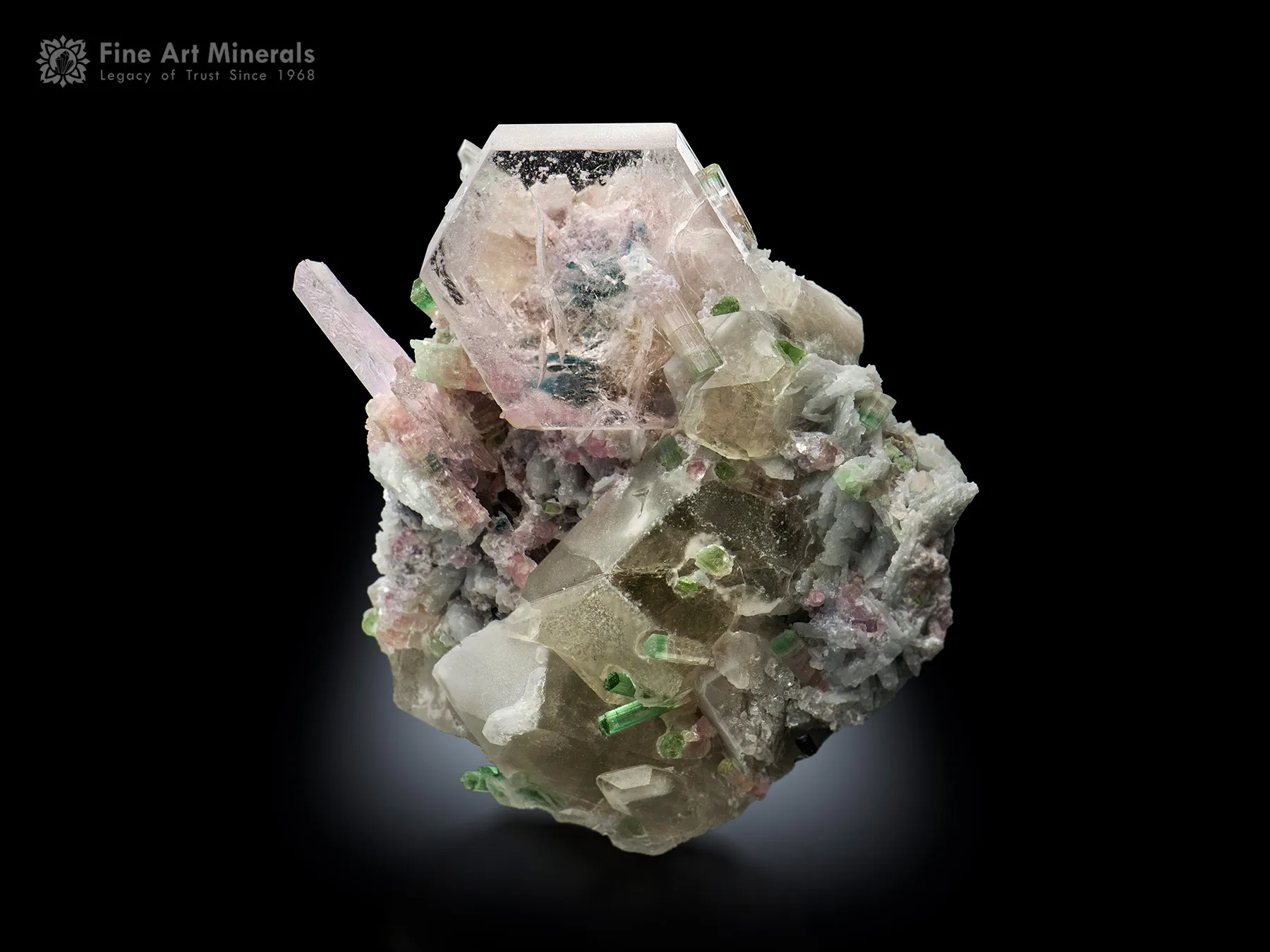 Morganite with Tourmaline Kunzite and Quartz - image 1
