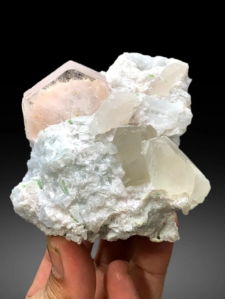 Morganite with Tourmalines, Quartz Microclite and Cleavelandite Albite Specimen - 308 g image