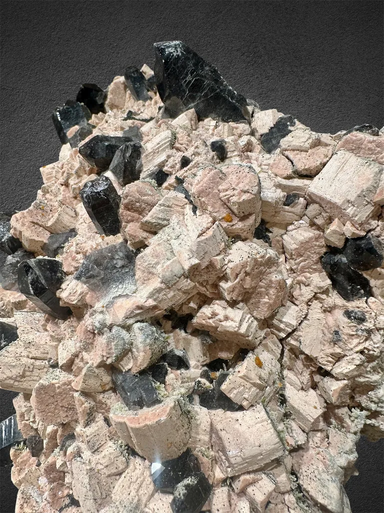 Morion with Fluorite & Epidote on Feldspar from China, Shandong - image 6