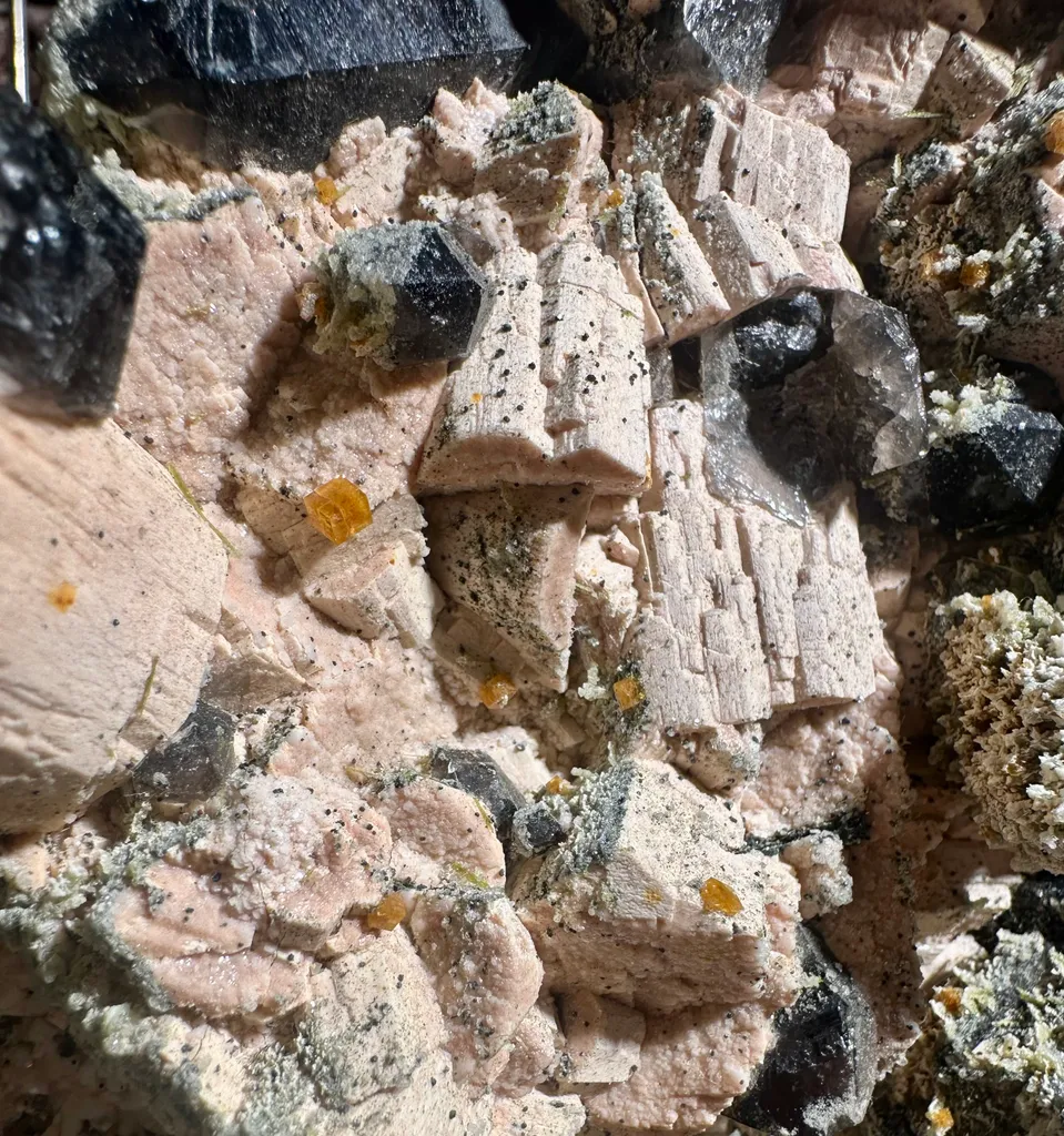 Morion with Fluorite & Epidote on Feldspar from China, Shandong - image 8