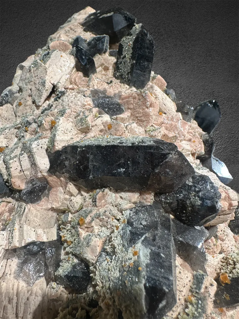 Morion with Fluorite & Epidote on Feldspar from China, Shandong - image 4