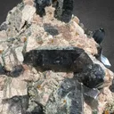 Morion with Fluorite & Epidote on Feldspar from China, Shandong - image 4