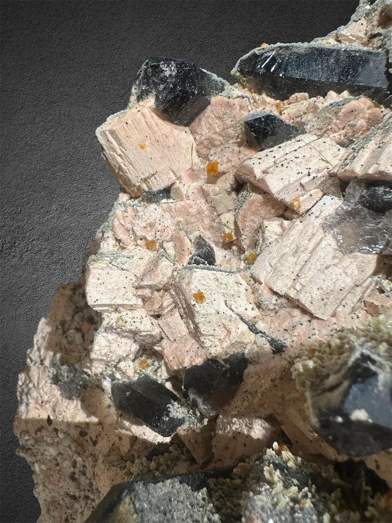 Morion with Fluorite & Epidote on Feldspar from China, Shandong - image 3