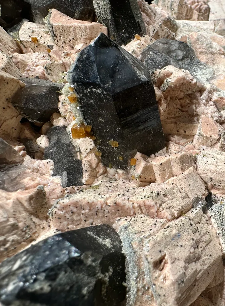 Morion with Fluorite & Epidote on Feldspar from China, Shandong - image 7