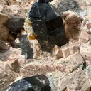 Morion with Fluorite & Epidote on Feldspar from China, Shandong - image 7