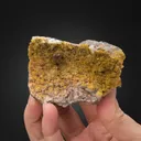 Mottramite on Calcite with Baryte - image 2