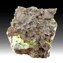 Mottramite on Calcite with Conichalcite - image 1