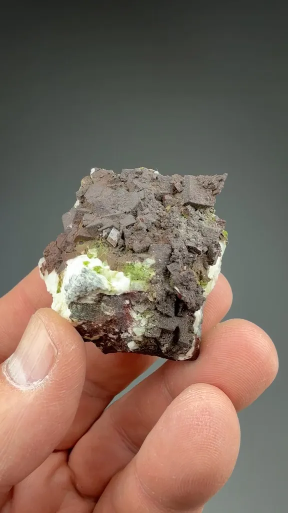 Mottramite on Calcite with Conichalcite - image 2