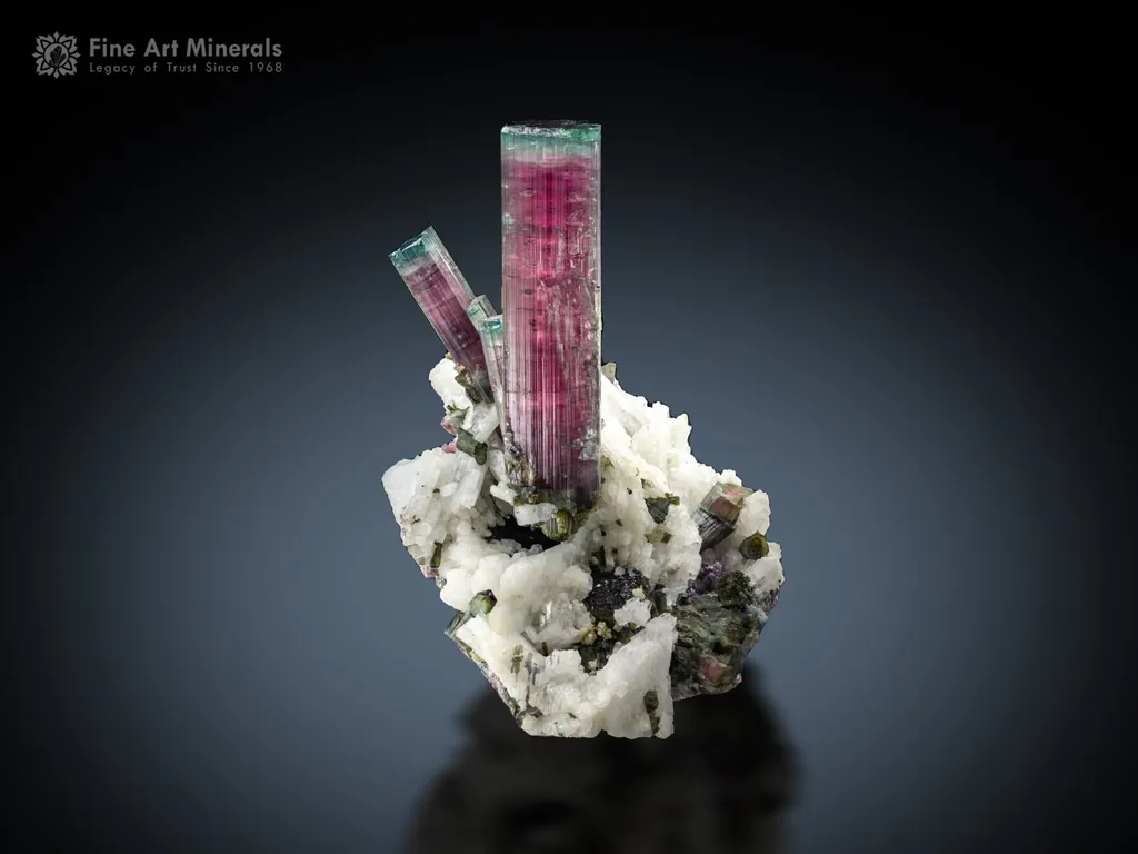 Multi Color Tourmaline on Matrix from Brazil image
