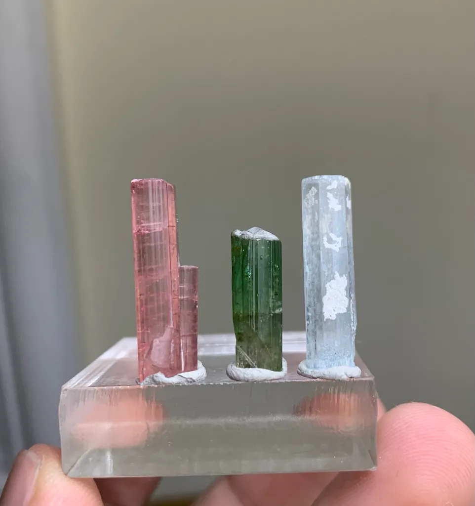 Multi Colour Tourmaline with Aquamarine Crystal - image 3