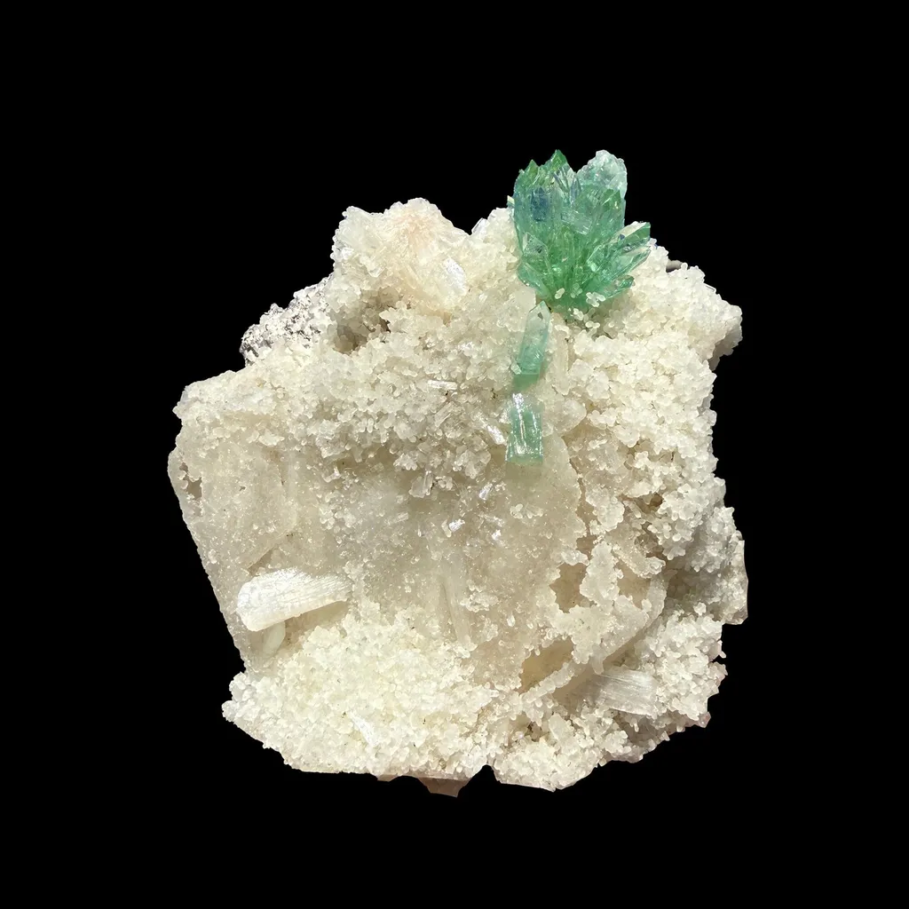 Museum-Grade Green Apophyllite Crystal Cluster on Stilbite Matrix | Rare Indian Zeolite Specimen from Maharashtra | Terminated Apophyllite Formation image