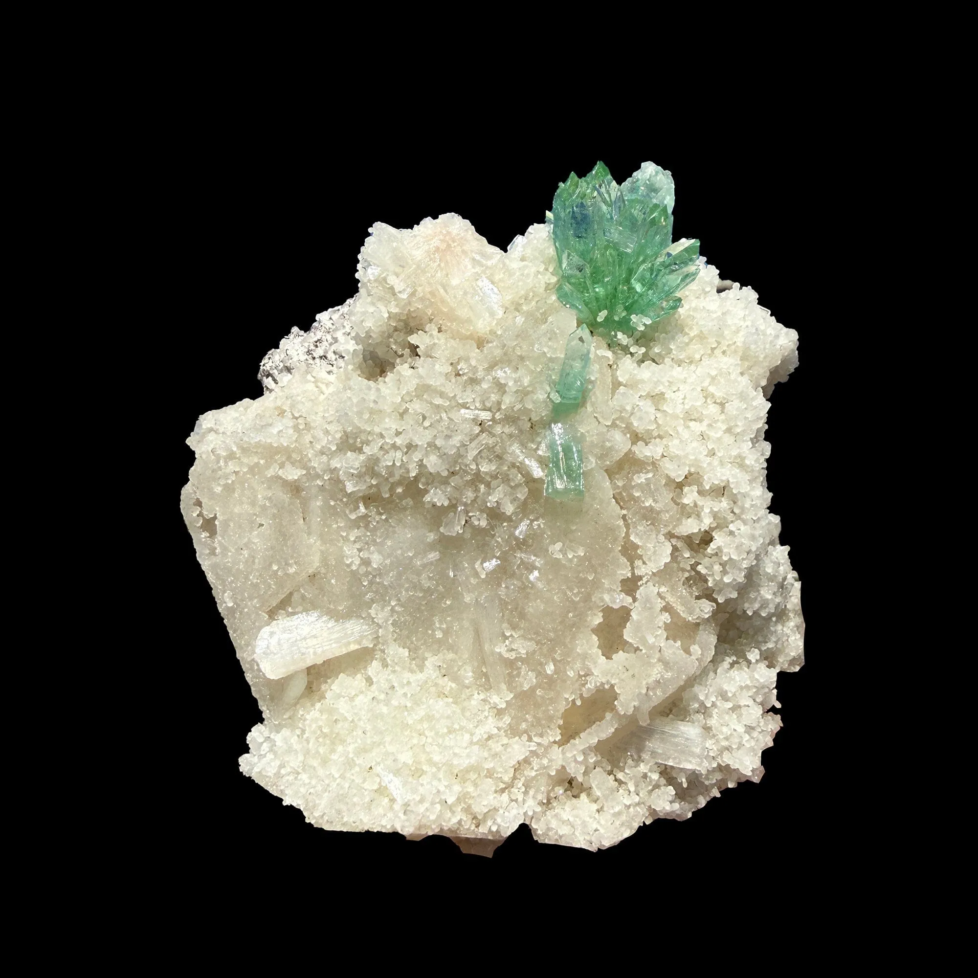 Museum-Grade Green Apophyllite Crystal Cluster on Stilbite Matrix | Rare Indian Zeolite Specimen from Maharashtra | Terminated Apophyllite Formation - image 1