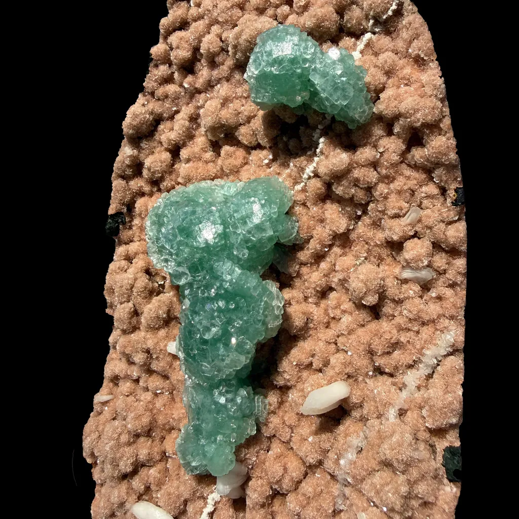 Museum Grade - Green Apophyllite Crystal Clusters on Pink Heulandite – Freestanding Indian Zeolite Crystal from Ahilyanagar - image 7