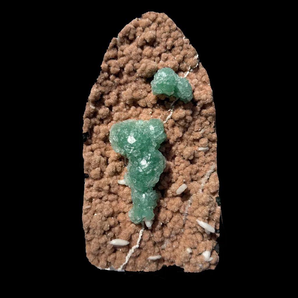 Museum Grade - Green Apophyllite Crystal Clusters on Pink Heulandite – Freestanding Indian Zeolite Crystal from Ahilyanagar image