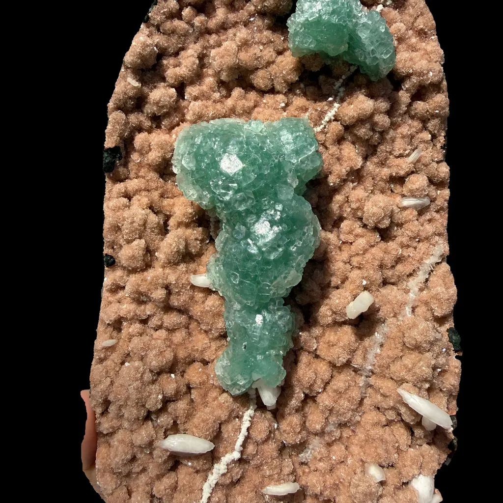 Museum Grade - Green Apophyllite Crystal Clusters on Pink Heulandite – Freestanding Indian Zeolite Crystal from Ahilyanagar - image 6