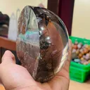 Museum-Grade Himalayan Black Rutile Quartz Polished Half-Sphere - image 2