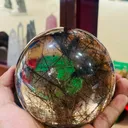 Museum-Grade Himalayan Black Rutile Quartz Polished Half-Sphere - image 1