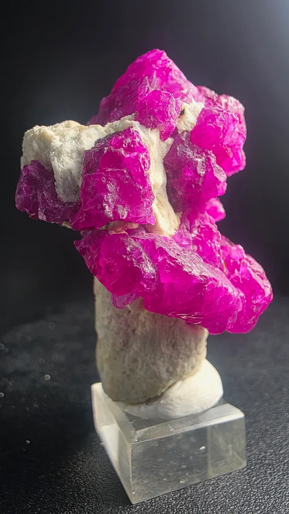 Museum Grade Mogok Ruby Crystals on White Scapolite 5.2cm Burma Myanmar Mineral Specimen - image 3