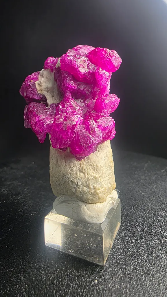 Museum Grade Mogok Ruby Crystals on White Scapolite 5.2cm Burma Myanmar Mineral Specimen - image 6