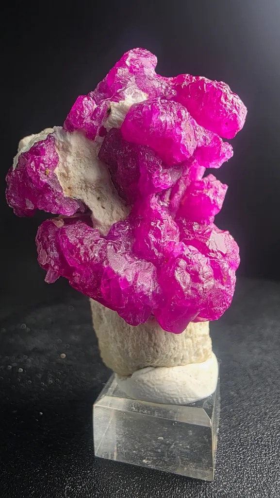 Museum Grade Mogok Ruby Crystals on White Scapolite 5.2cm Burma Myanmar Mineral Specimen - image 4