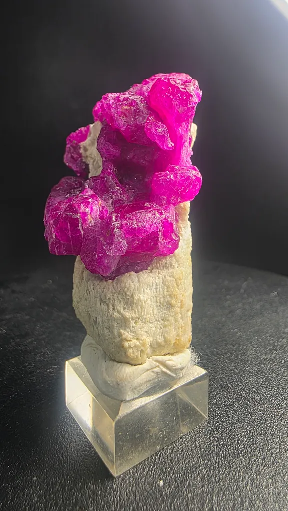Museum Grade Mogok Ruby Crystals on White Scapolite 5.2cm Burma Myanmar Mineral Specimen - image 5