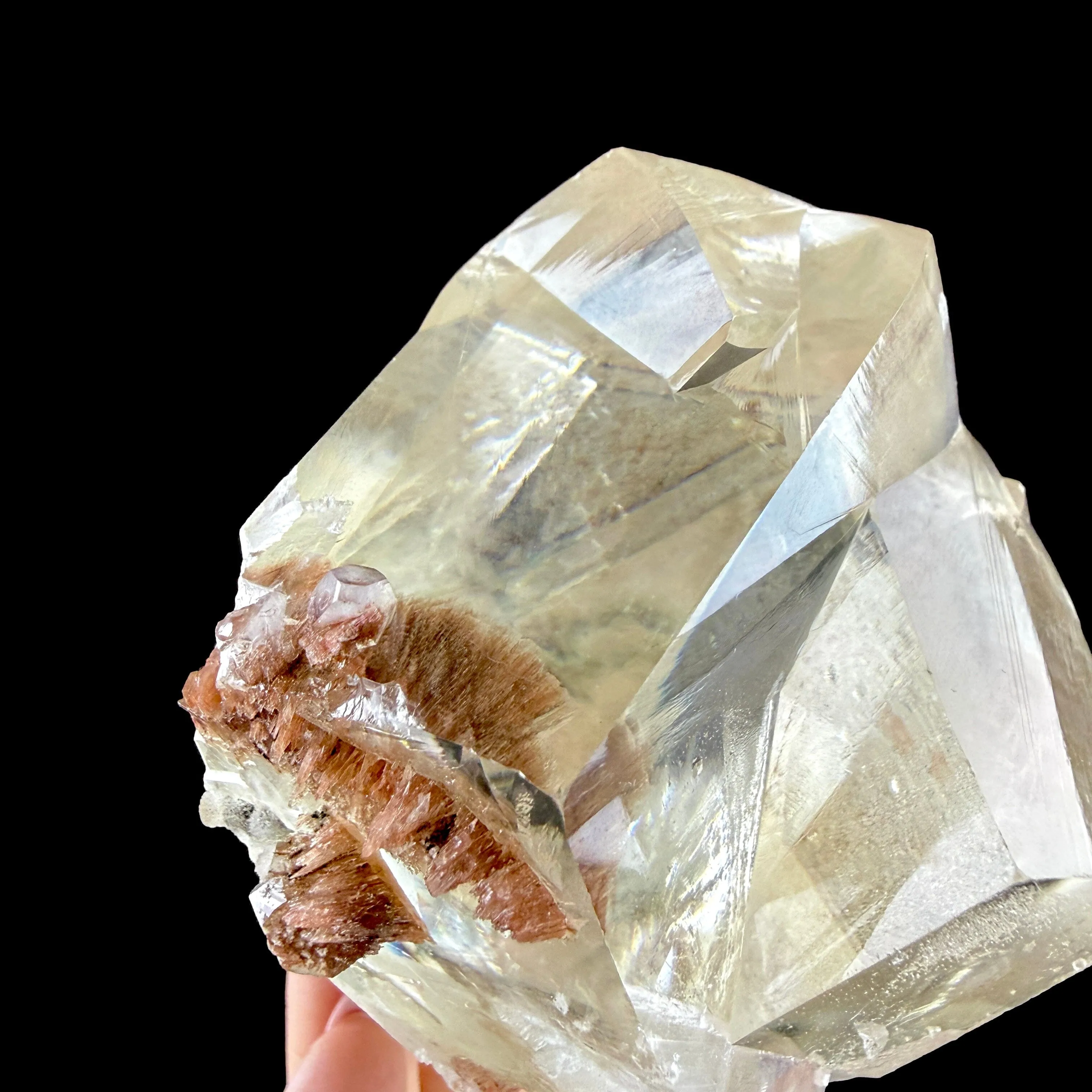 Museum-Grade Optical Calcite with Apophyllite – Rare Jalgaon, India Crystal Specimen | Gemmy Transparent Calcite Formation - image 5