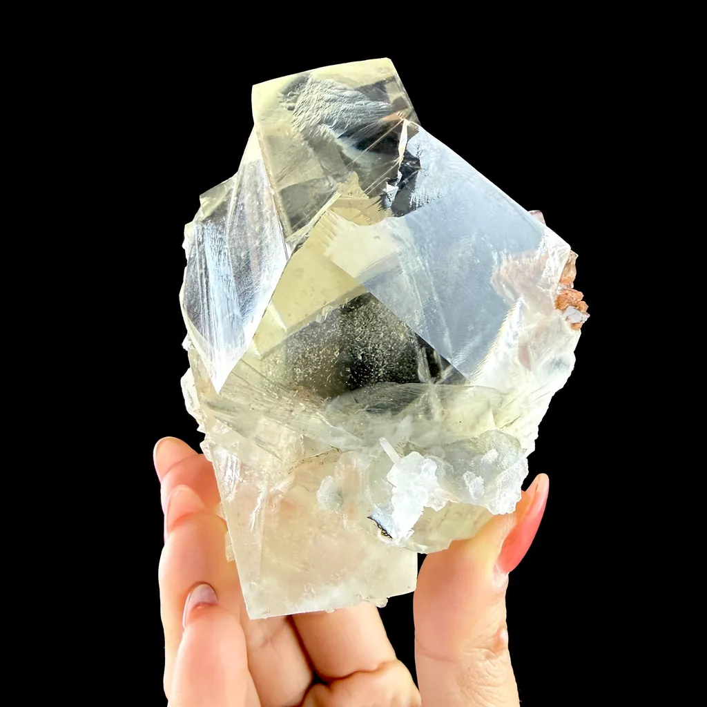 Museum-Grade Optical Calcite with Apophyllite – Rare Jalgaon, India Crystal Specimen | Gemmy Transparent Calcite Formation DKT68 image