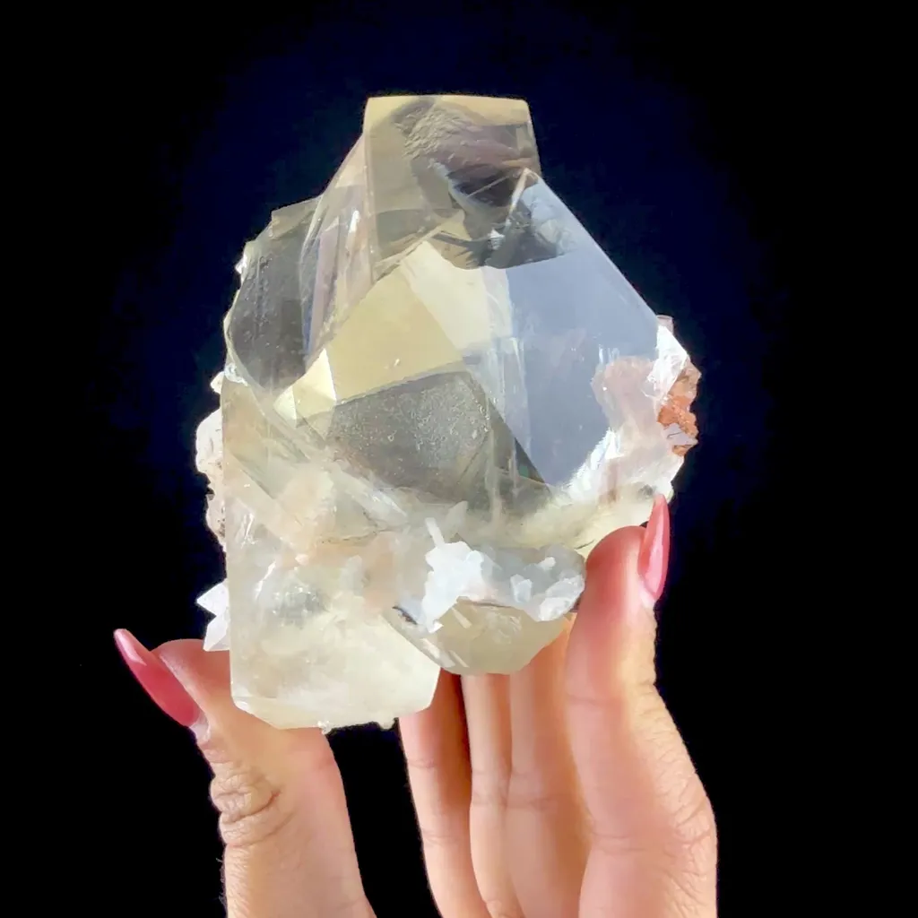 Museum-Grade Optical Calcite with Apophyllite – Rare Jalgaon, India Crystal Specimen | Gemmy Transparent Calcite Formation DKT68 - image 7