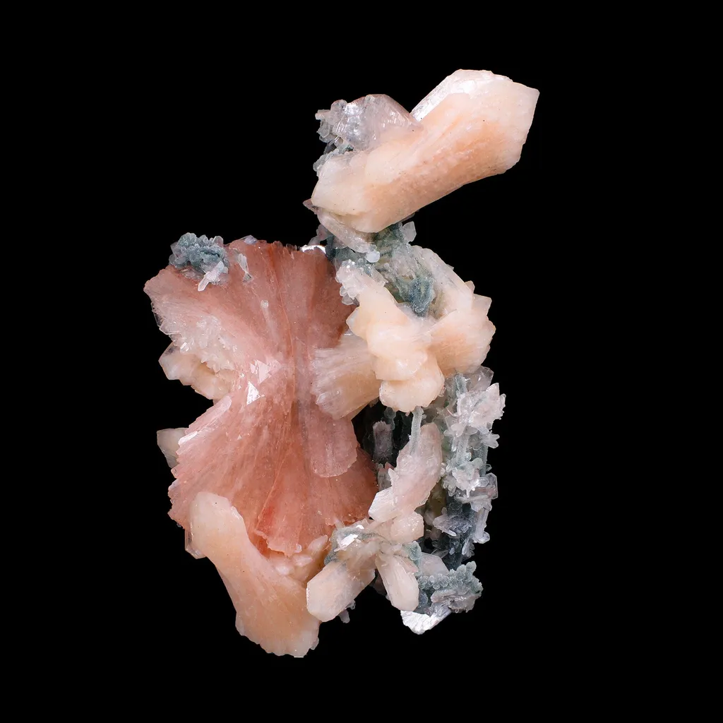 Museum Grade - Rare Peach Heulandite with Stilbite & Chalcedony – Natural Indian Zeolite Specimen image