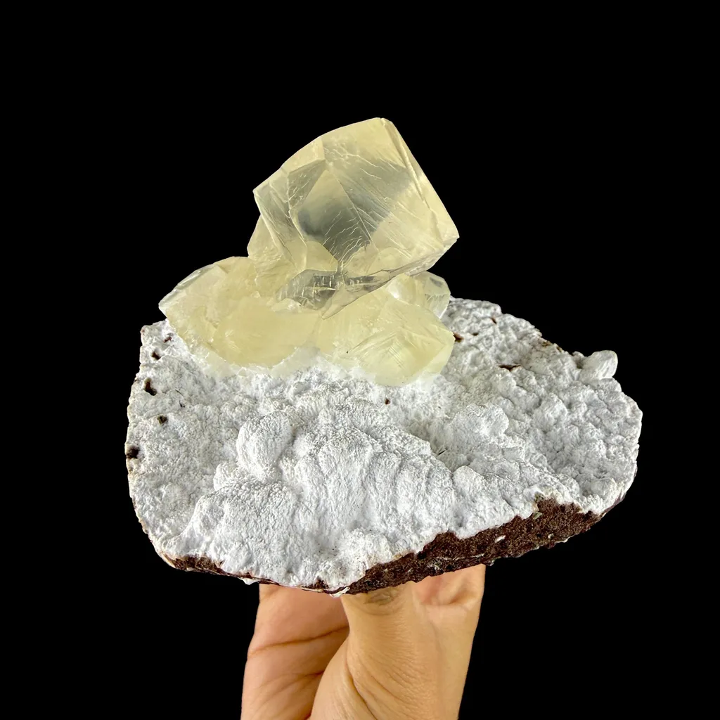 Museum Grade - Yellow Calcite Cluster on Snowy Mordenite Matrix – Indian Mineral Specimen from Chhatrapati Sambhaji Nagar DKT117 - image 4
