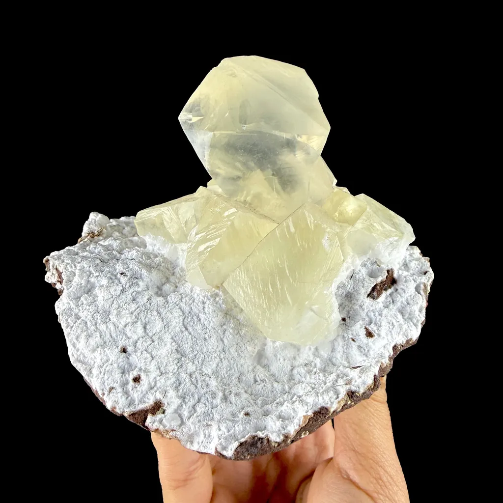 Museum Grade - Yellow Calcite Cluster on Snowy Mordenite Matrix – Indian Mineral Specimen from Chhatrapati Sambhaji Nagar DKT117 - image 3