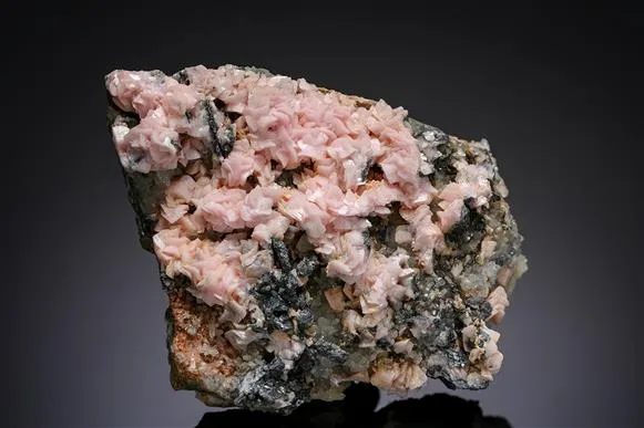 NAGYÁGITE with Rhodochrosite on Quartz image