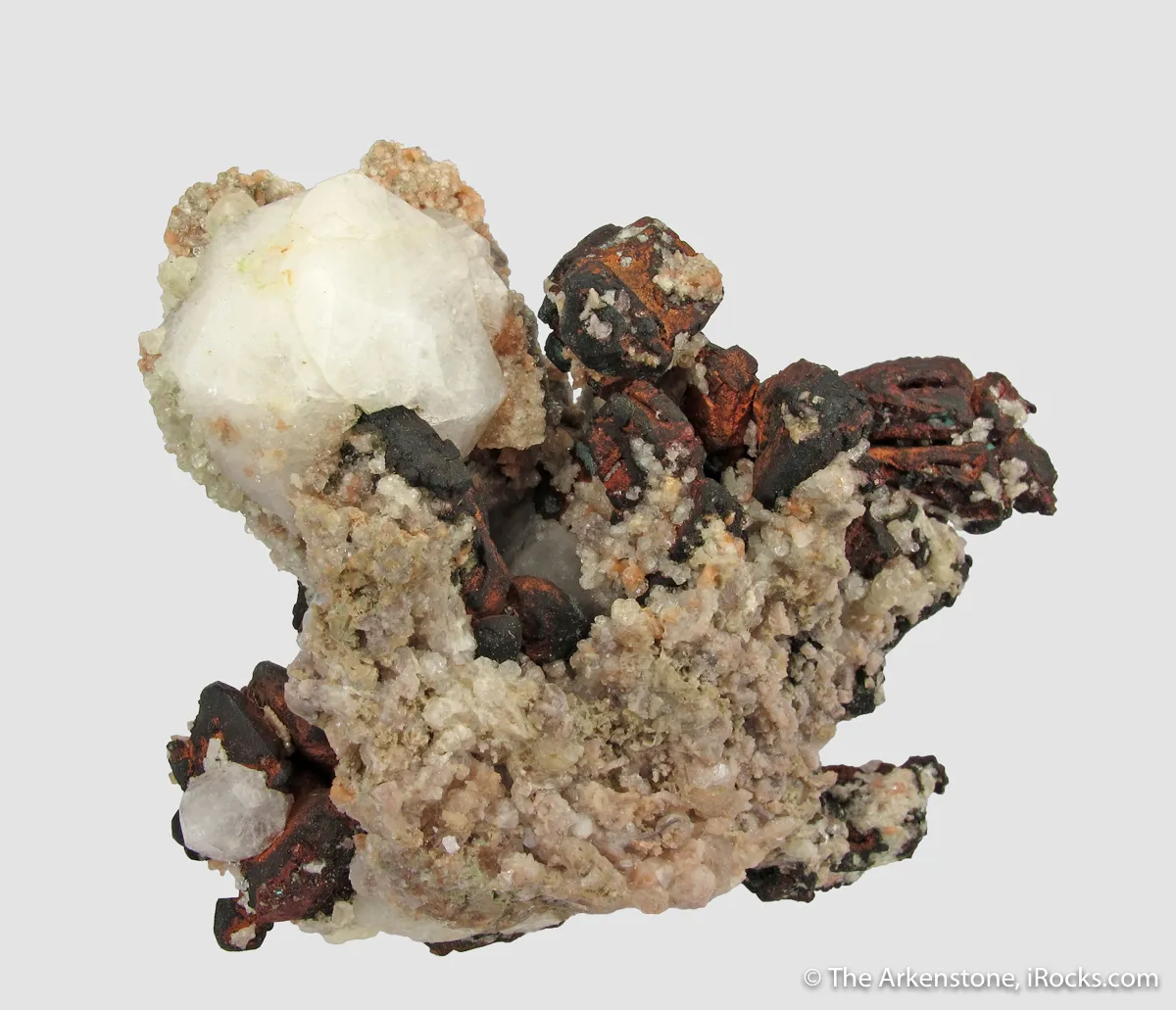 Native Copper with cubic XLS and Analcime - image 3