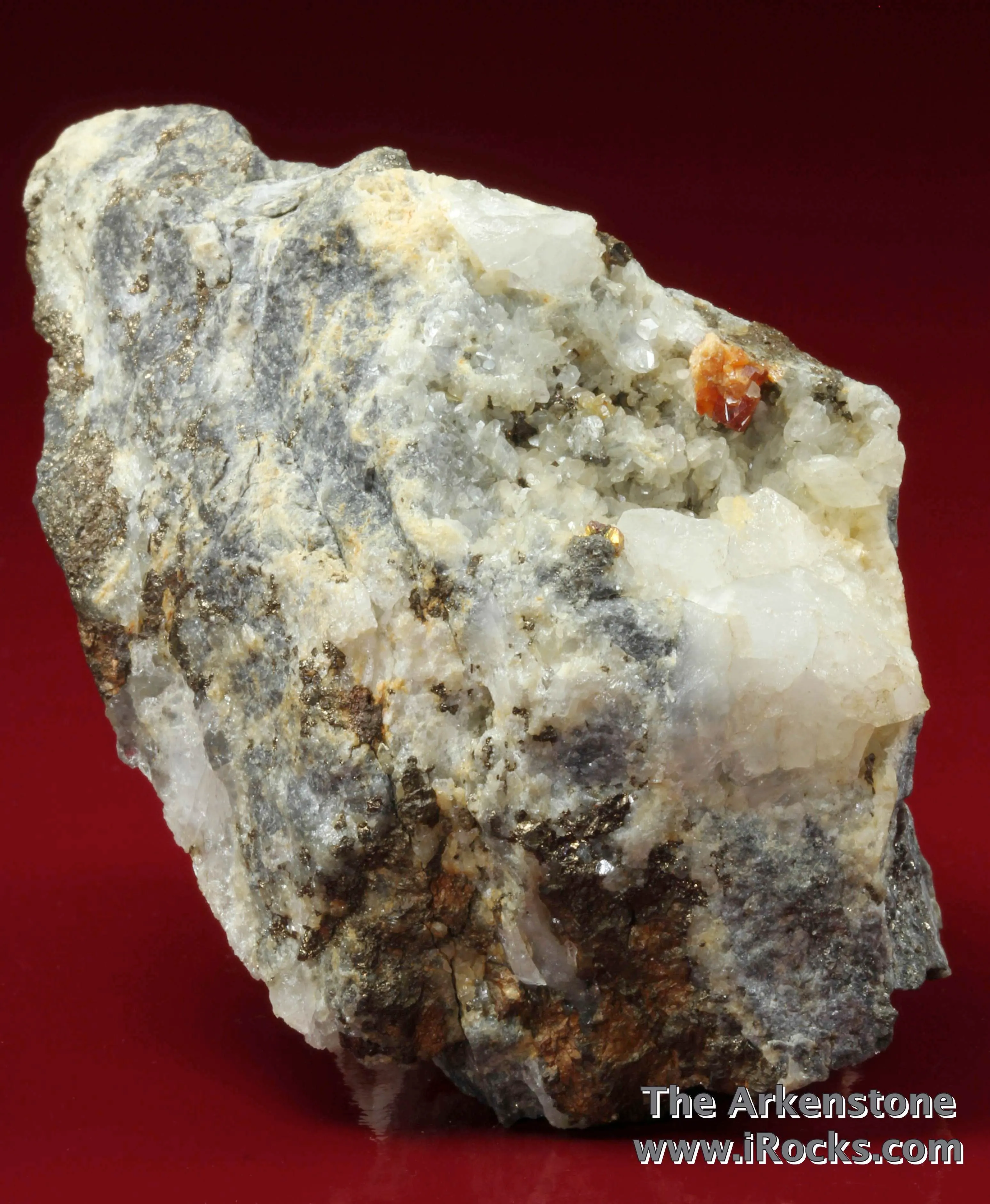 Native Gold in Quartz Vein with Scheelite, Dolomite, Pyrrhotite, and Arsenopyrite - image 3