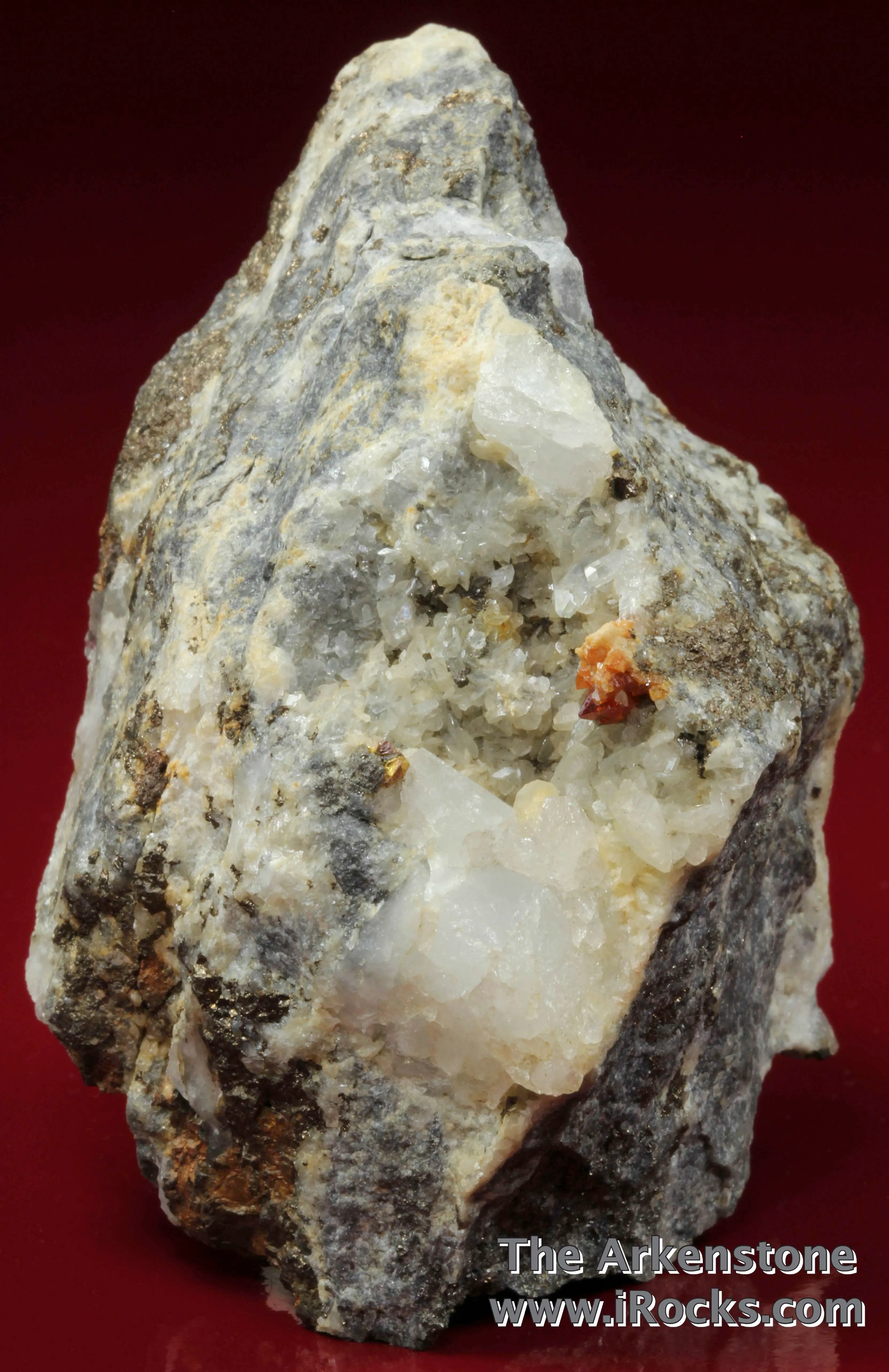 Native Gold in Quartz Vein with Scheelite, Dolomite, Pyrrhotite, and Arsenopyrite - image 1