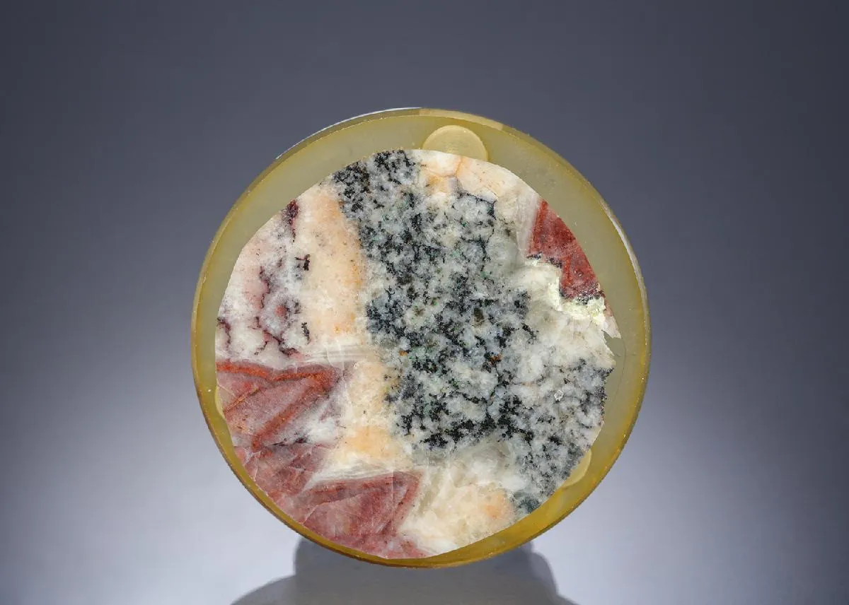 NATIVE Gold with NAUMANNITE and Clausthalite Polished Section - image 1