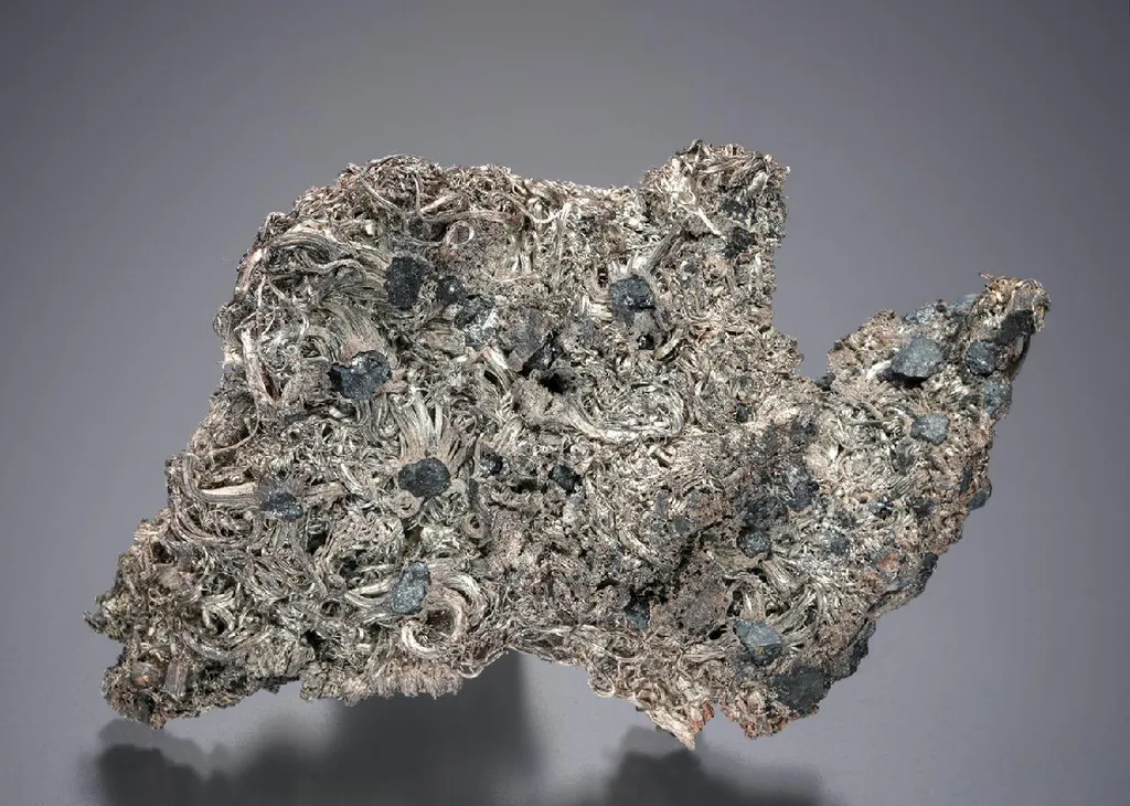NATIVE Silver with Acanthite and Sphalerite image