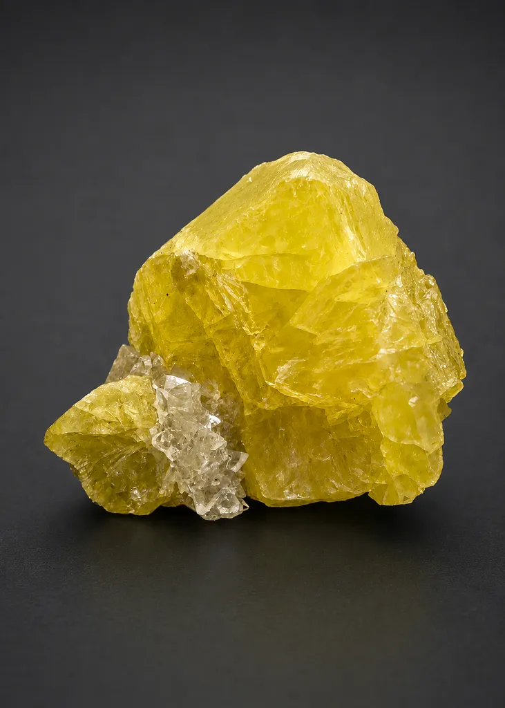 Native Sulfur with Calcite (Fluorescent+Phosphorescent); USA, MI, Maybee Quarry image